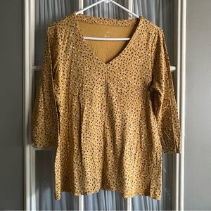 J. Jill Yellow Floral V-Neck Women's Top